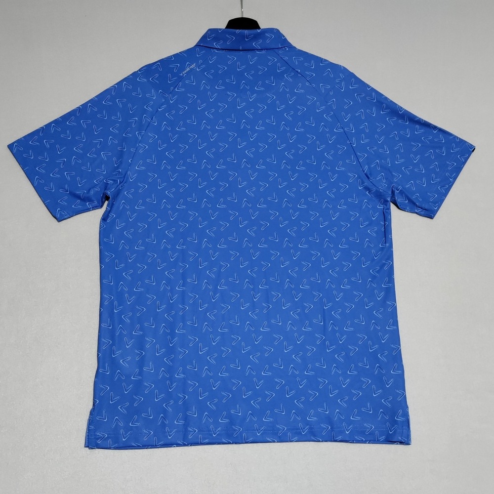 NEW Callaway Golf Polo Shirt Mens Medium All Over Chevron Print Galaxy Blue $70 - Picture 3 of 15